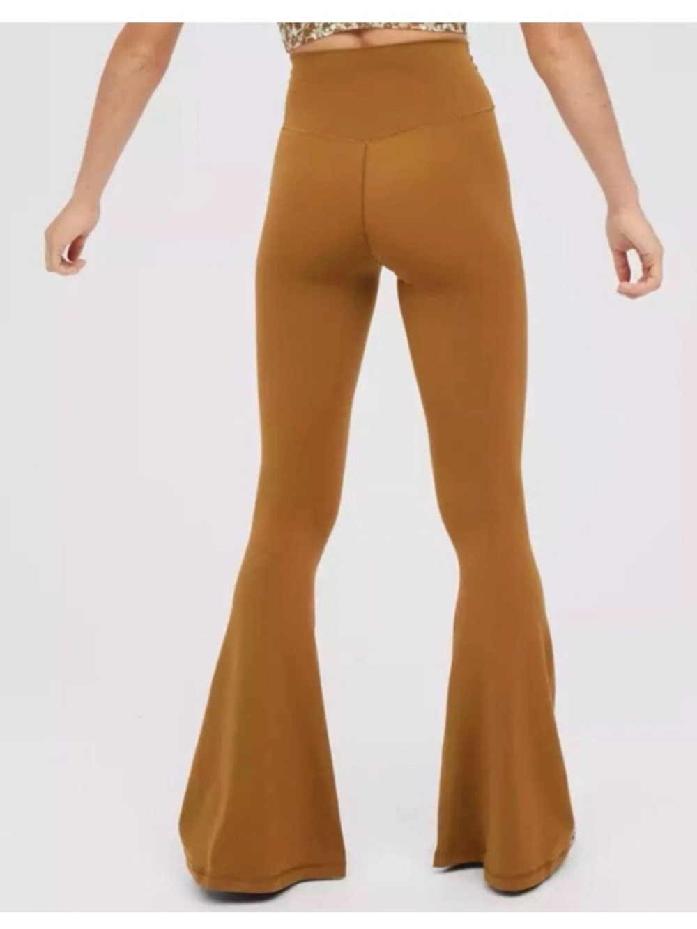Aerie Offline Real Me High-Waist Ruched Flare Brown Yoga Leggings Size Sp